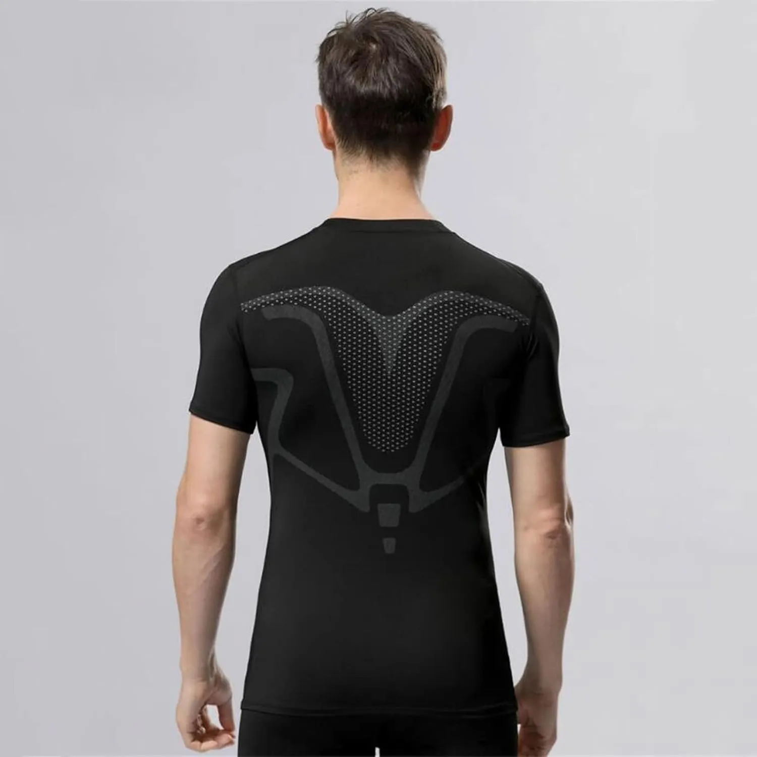 Compression Shirt Men Slimming Short Sleeve Muscle Workout Shirts Athletic Running Cycling Cooling Dry Fit Tshirt