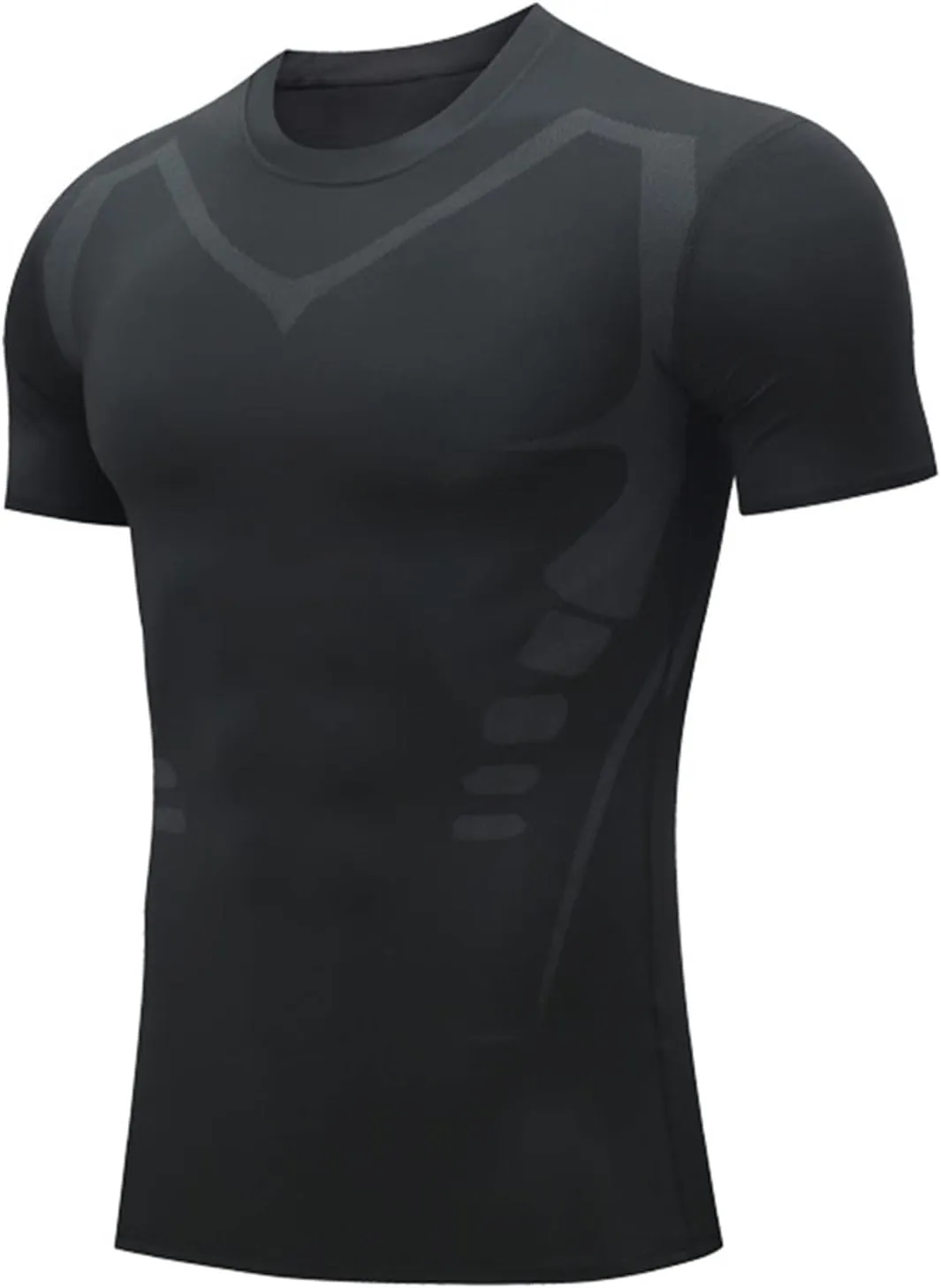 Compression Shirt Men Slimming Short Sleeve Muscle Workout Shirts Athletic Running Cycling Cooling Dry Fit Tshirt