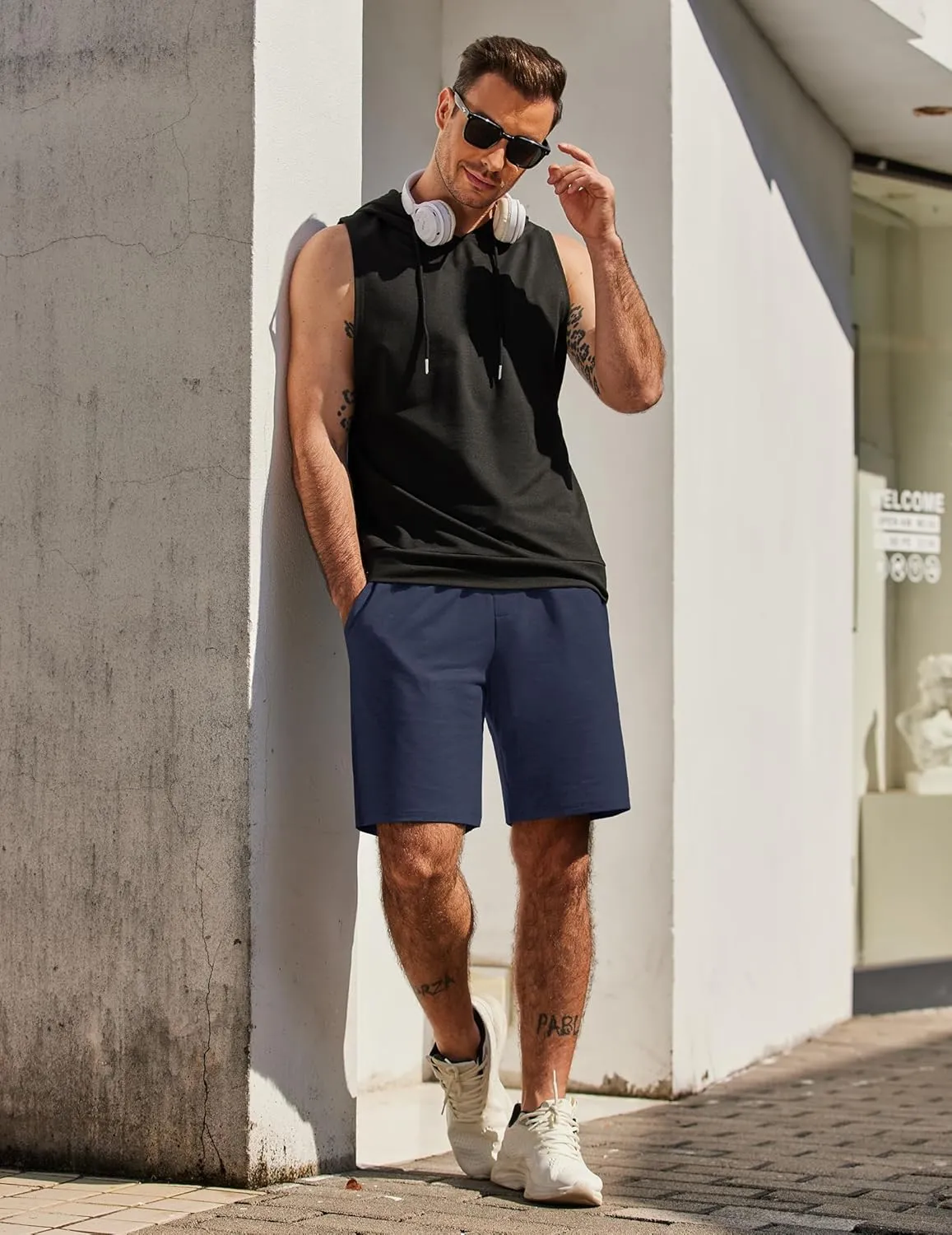 COOFANDY Men's Sweat Shorts 7 Inch Athletic Workout Shorts 2 Pack Casual Lounge Joggers Short Pants with Pockets