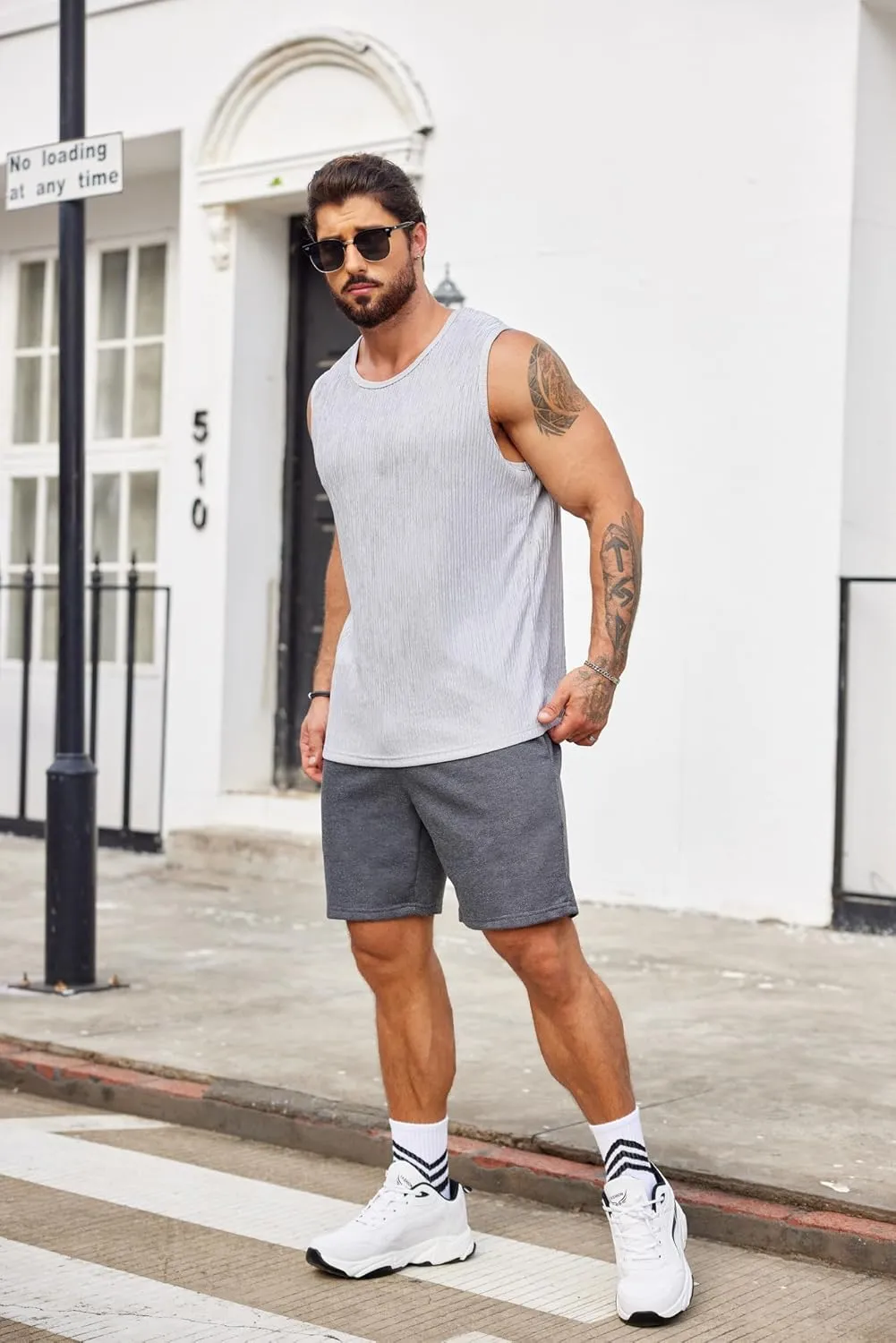 COOFANDY Men's Sweat Shorts 7 Inch Athletic Workout Shorts 2 Pack Casual Lounge Joggers Short Pants with Pockets