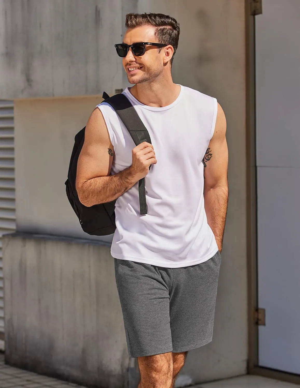 COOFANDY Men's Sweat Shorts 7 Inch Athletic Workout Shorts 2 Pack Casual Lounge Joggers Short Pants with Pockets