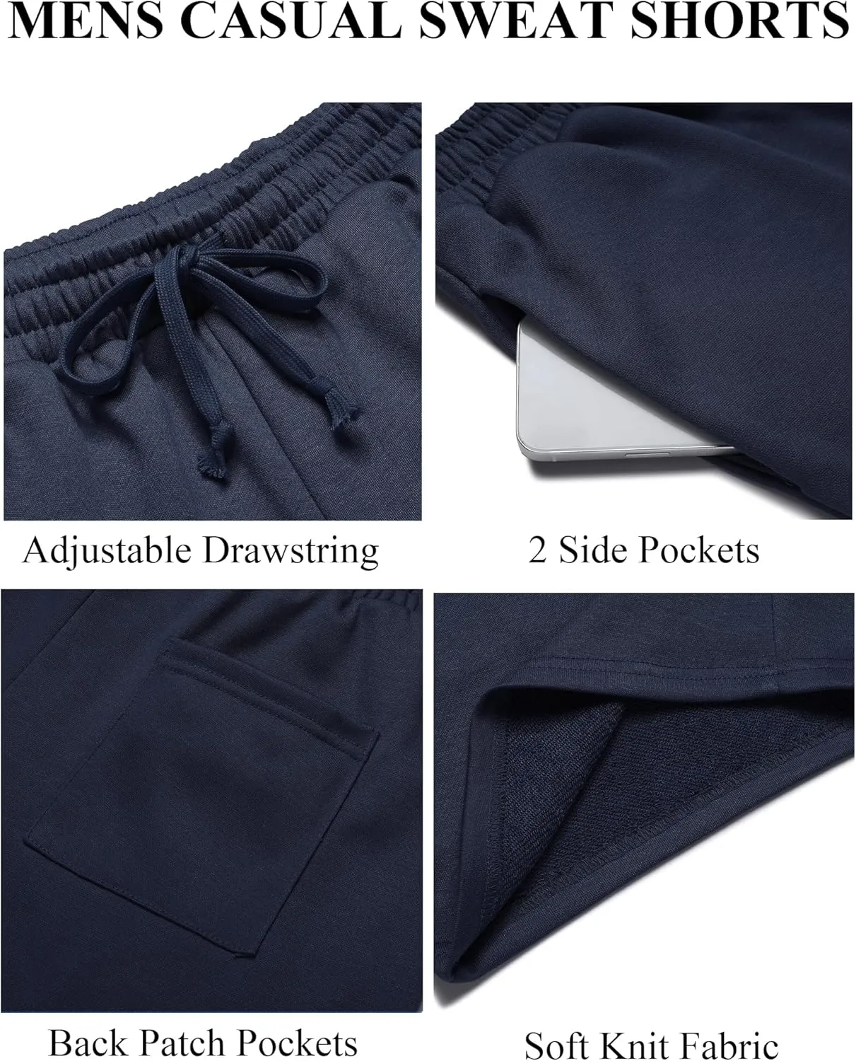 COOFANDY Men's Sweat Shorts 7 Inch Athletic Workout Shorts 2 Pack Casual Lounge Joggers Short Pants with Pockets