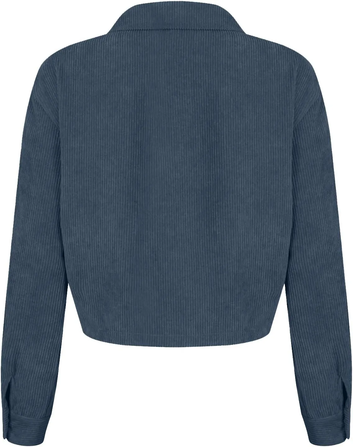 Corduroy Jacket Women Trendy Button Down Shacket Cropped Jacket Soft Long Sleeve Fall Outerwear with Pockets