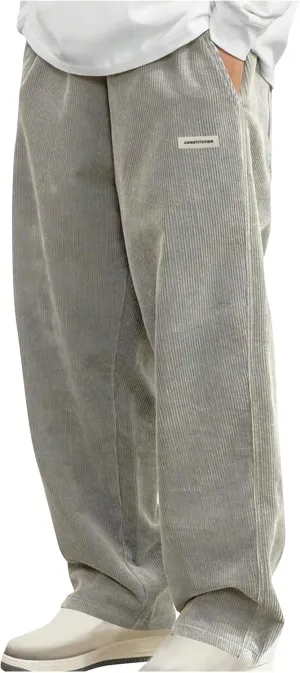 Corduroy Pants for Men 2025 Fashion Elastic Waist Drawstring Straight Leg Trouser Solid Color Loose Fit Vintage Pant