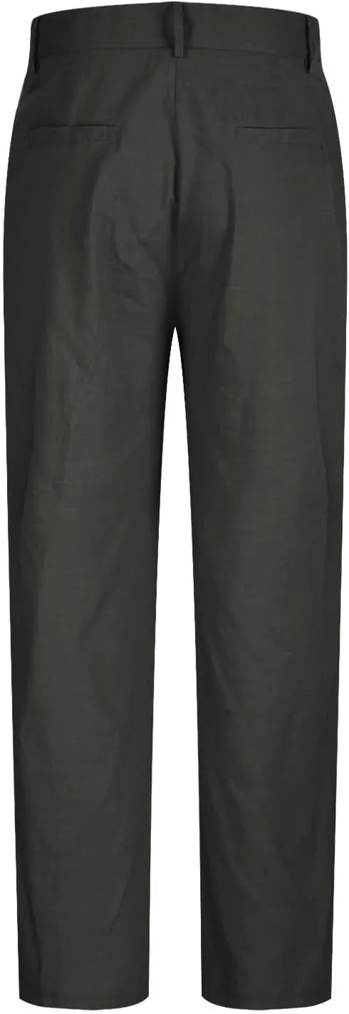 Cotton Linen Pants for Men Pleated Front Trouser Straight Leg Suit Trousers Solid Color Office Trouser Linen Pant