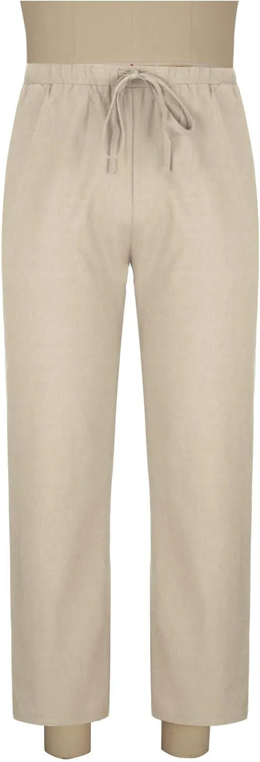 Cotton Linen Pants for Men Stretch Elastic Waist Casual Summer Beach Pants Resort Straight Leg Lounge Yoga Trousers