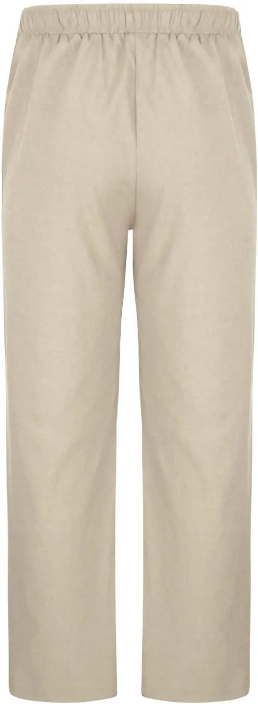 Cotton Linen Pants for Men Stretch Elastic Waist Casual Summer Beach Pants Resort Straight Leg Lounge Yoga Trousers