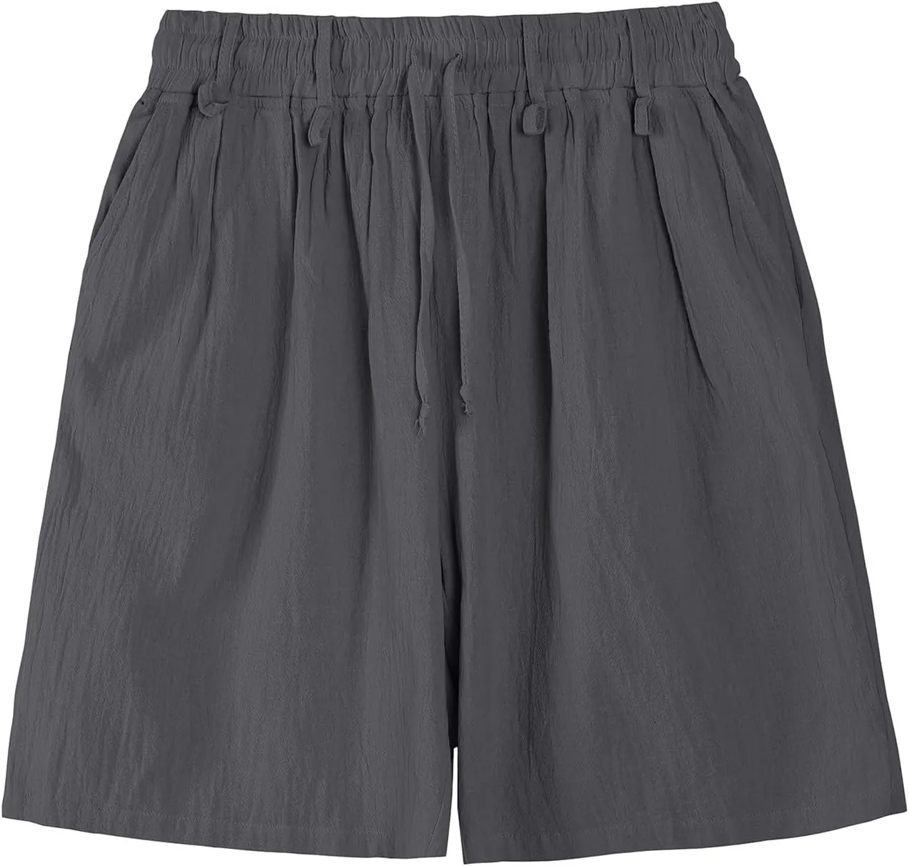 Cotton Linen Shorts for Men Waist Drawstring Pleated Thin Lightweight Loose Fit Cool Summer Pants Lounge Beach Shorts