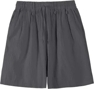 Cotton Linen Shorts for Men Waist Drawstring Pleated Thin Lightweight Loose Fit Cool Summer Pants Lounge Beach Shorts