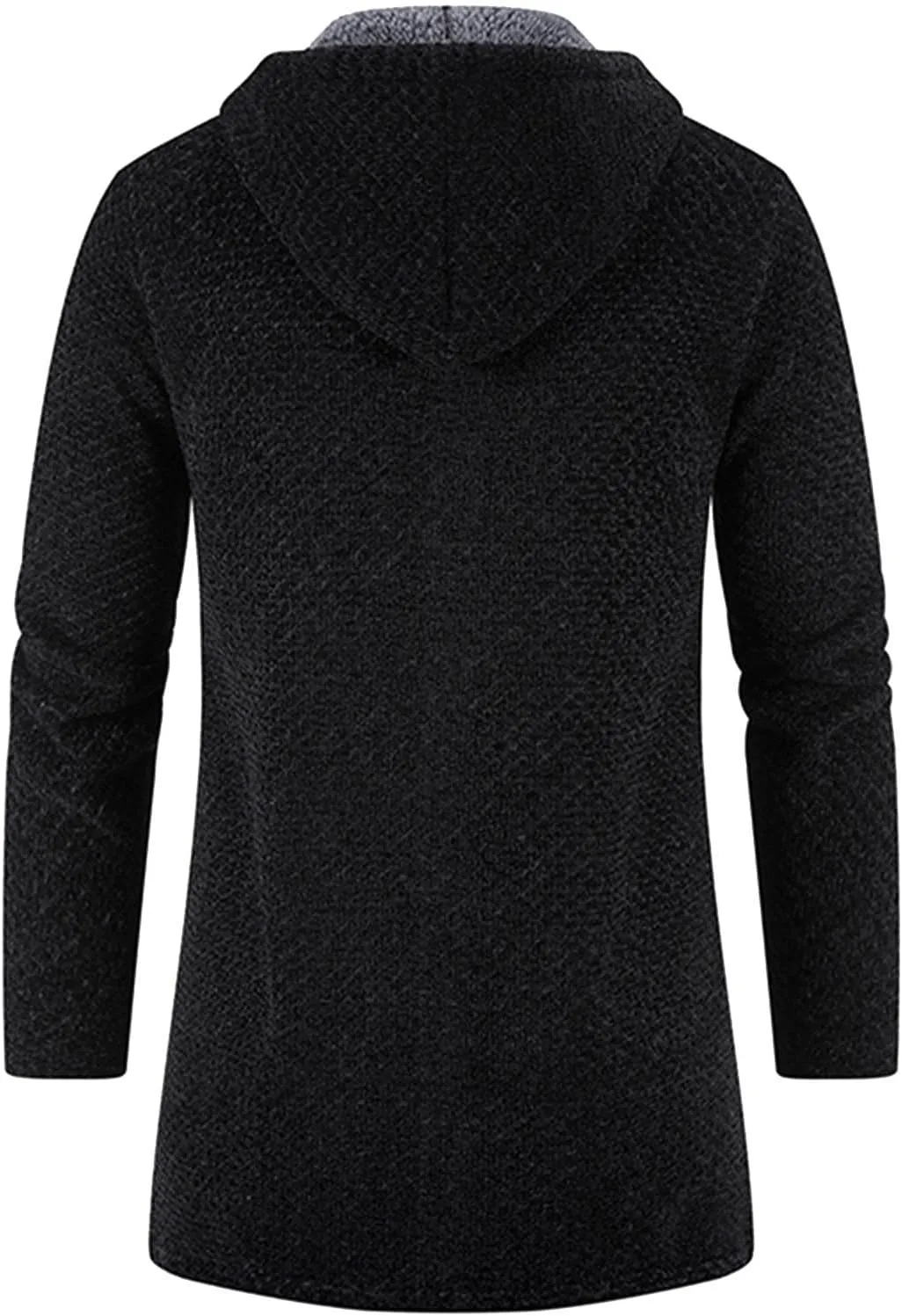 CRNTCEM Mens Long Cardigan Hoodies Winter Fleece Lined Warm Knitted Sweater Coats Full Zipper Open Front Drape Cape Overcoat