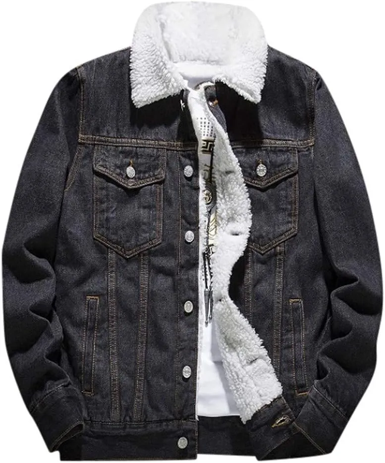 Denim Jacket Men Lightweight Button Down Long Sleeve Jean Jackets Coats Spring Fall Fashion, S-4XL