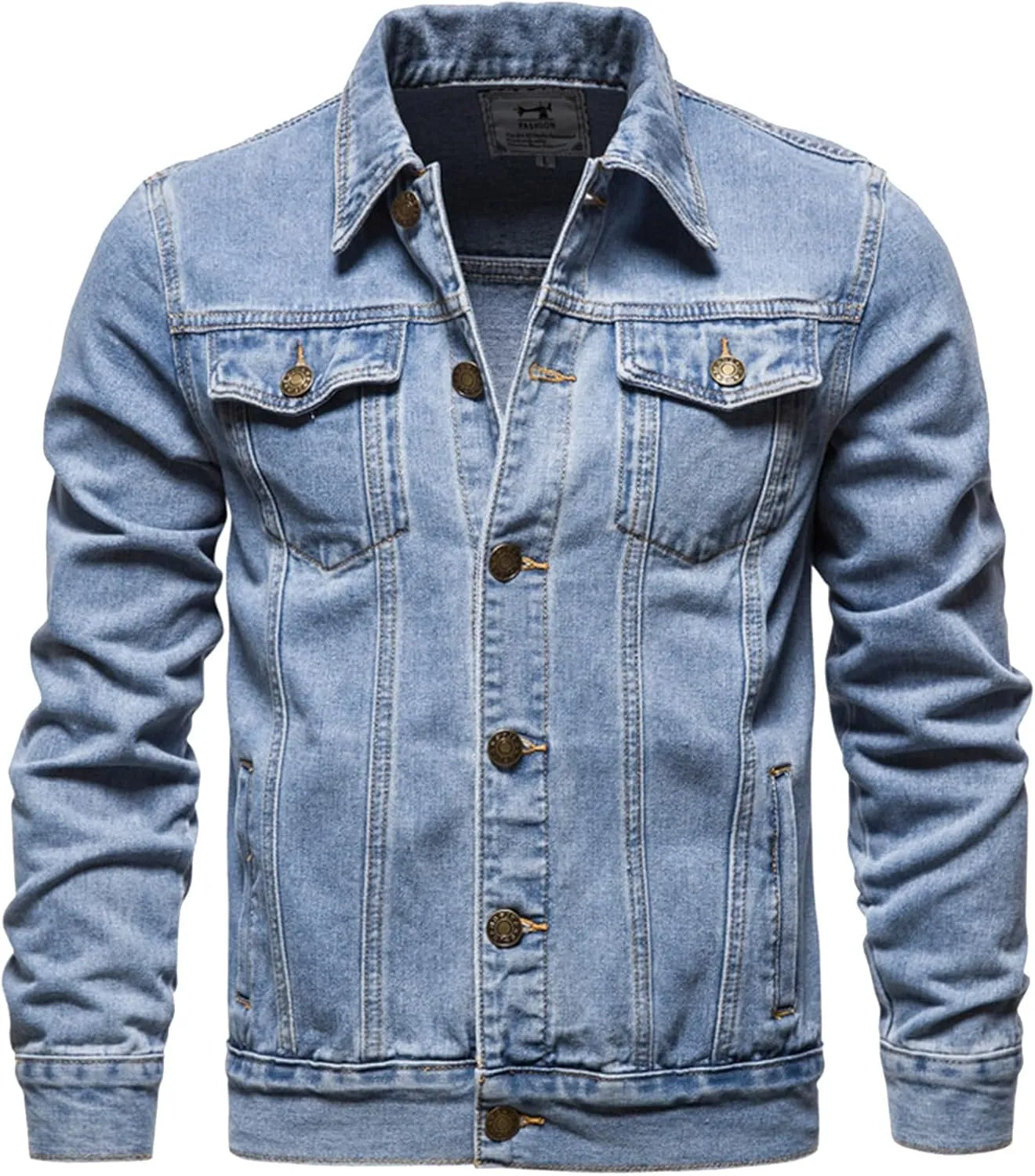 Denim Jacket Men Lightweight Button Down Long Sleeve Jean Jackets Coats Spring Fall Fashion, S-4XL