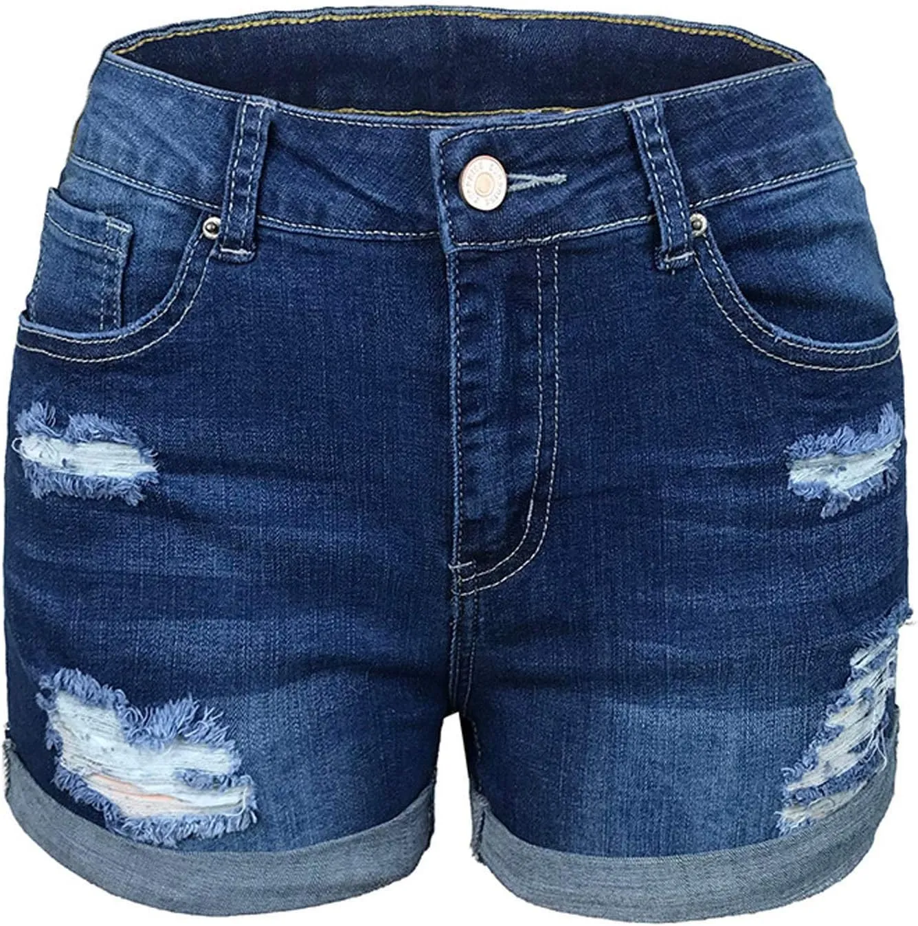Denim Shorts for Women High Waisted Casual Short Jeans for Women Stretchy Frayed Distressed Ripped Stretchy Shorts for Women
