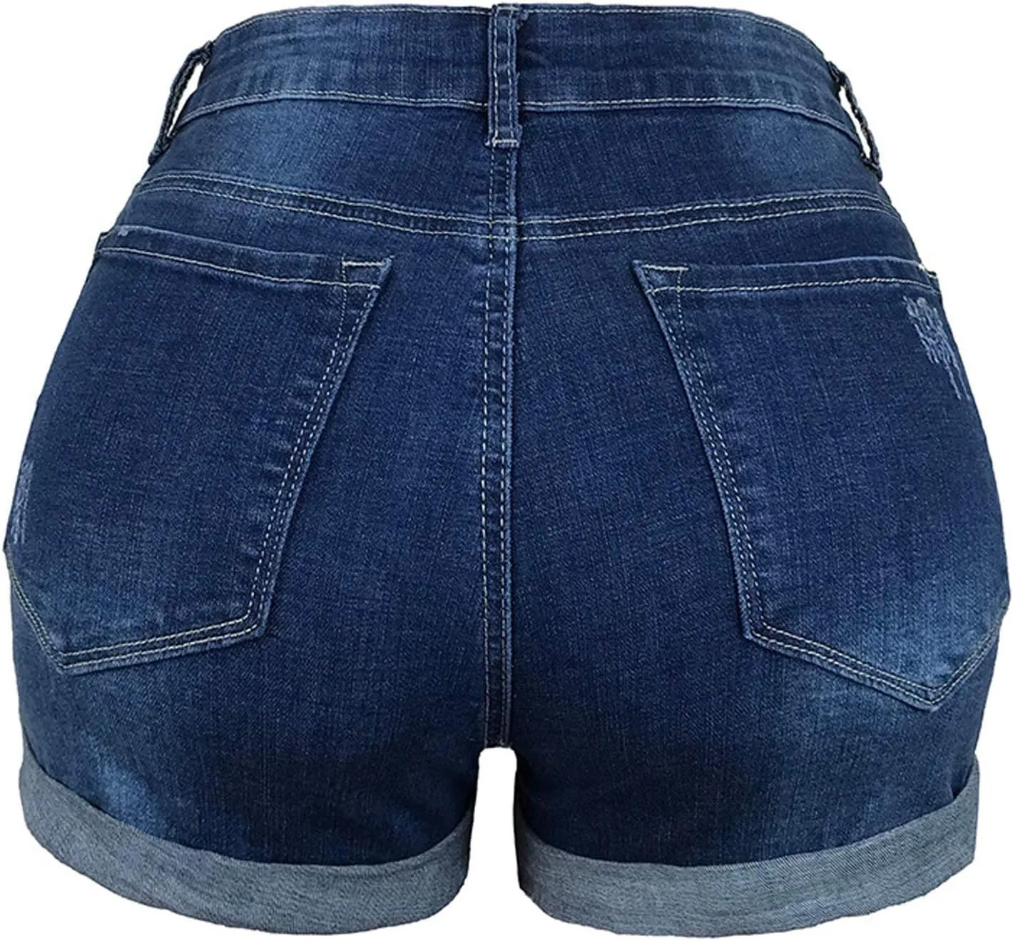 Denim Shorts for Women High Waisted Casual Short Jeans for Women Stretchy Frayed Distressed Ripped Stretchy Shorts for Women