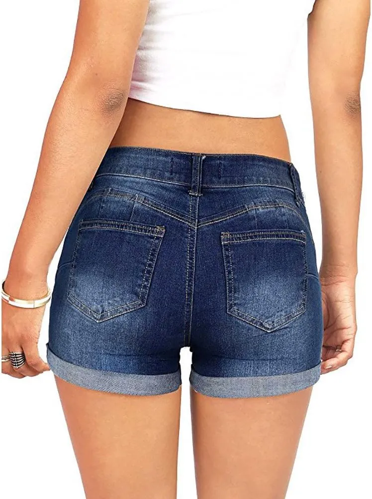 Denim Shorts Women High Waisted Jeans Shorts for Women Stretchy Hot Short Jeans Ripped Jean Short