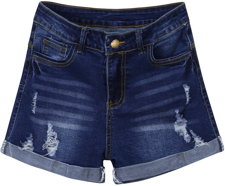 Denim Shorts Women High Waisted Jeans Shorts for Women Stretchy Hot Short Jeans Ripped Jean Short