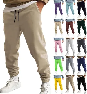 Drawstring Joggers for Men Baggy Comfy Cotton Jogger Pants Casual Stretch Lightweight Outdoor Workout Pants w/Pockets
