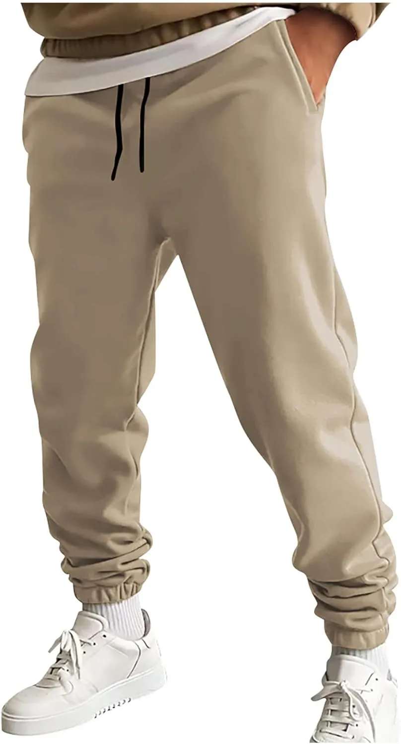 Drawstring Joggers for Men Baggy Comfy Cotton Jogger Pants Casual Stretch Lightweight Outdoor Workout Pants w/Pockets