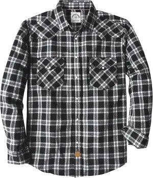 Dubinik® Flannel Shirt for Men Western Cowboy Pearl Snap Shirts for Men Long Sleeve Vintage Buttons Down Plaid Shirt
