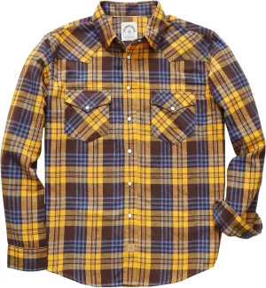 Dubinik® Flannel Shirt for Men Western Cowboy Pearl Snap Shirts for Men Long Sleeve Vintage Buttons Down Plaid Shirt