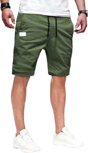 evzosrz Mens Casual Shorts Drawstring Elastic Waist Drawstring Summer Beach Stretch Twill Chino Short Pants with Pockets