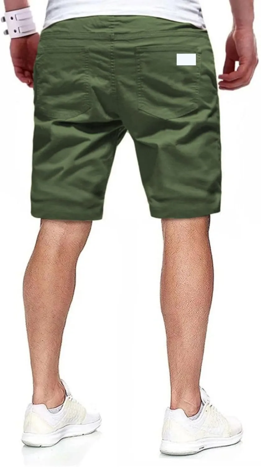 evzosrz Mens Casual Shorts Drawstring Elastic Waist Drawstring Summer Beach Stretch Twill Chino Short Pants with Pockets