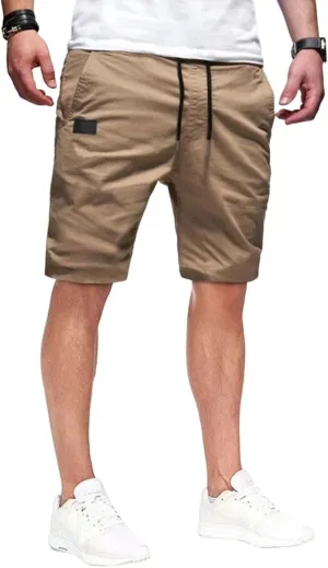 evzosrz Mens Casual Shorts Drawstring Elastic Waist Drawstring Summer Beach Stretch Twill Chino Short Pants with Pockets