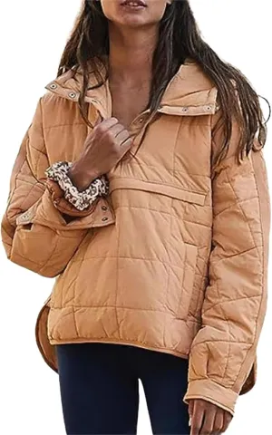 Fall Coats for Women 2023 Quilted Down Jacket Lightweight Puffer Jackets Dolman Sleeve Casual Padded Coat with Pockets