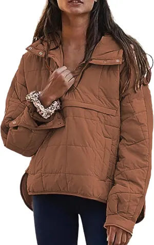 Fall Coats for Women 2023 Quilted Down Jacket Lightweight Puffer Jackets Dolman Sleeve Casual Padded Coat with Pockets