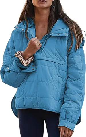 Fall Coats for Women 2023 Quilted Down Jacket Lightweight Puffer Jackets Dolman Sleeve Casual Padded Coat with Pockets