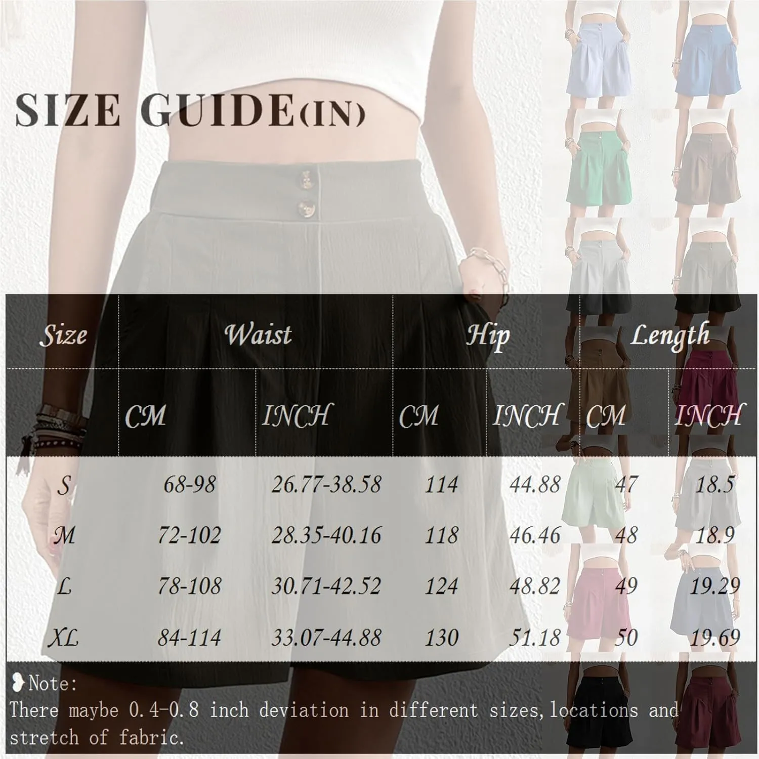 fanmpghleoo Linen Shorts for Women Dressy Casual Pleated Mid Thigh High Waisted Shorts Business Wide Leg Linen Dress Pants