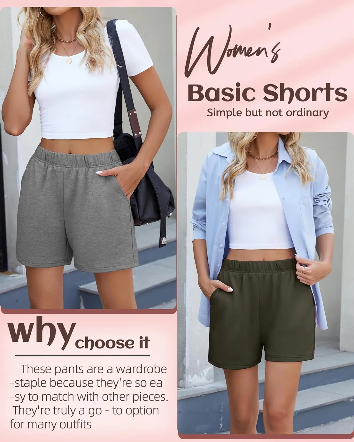 Ficerd 3 Pack Women's Sweat Shorts High Waisted Casual Summer Workout Comfy Lounge Short with Pockets Athletic Trendy Pants