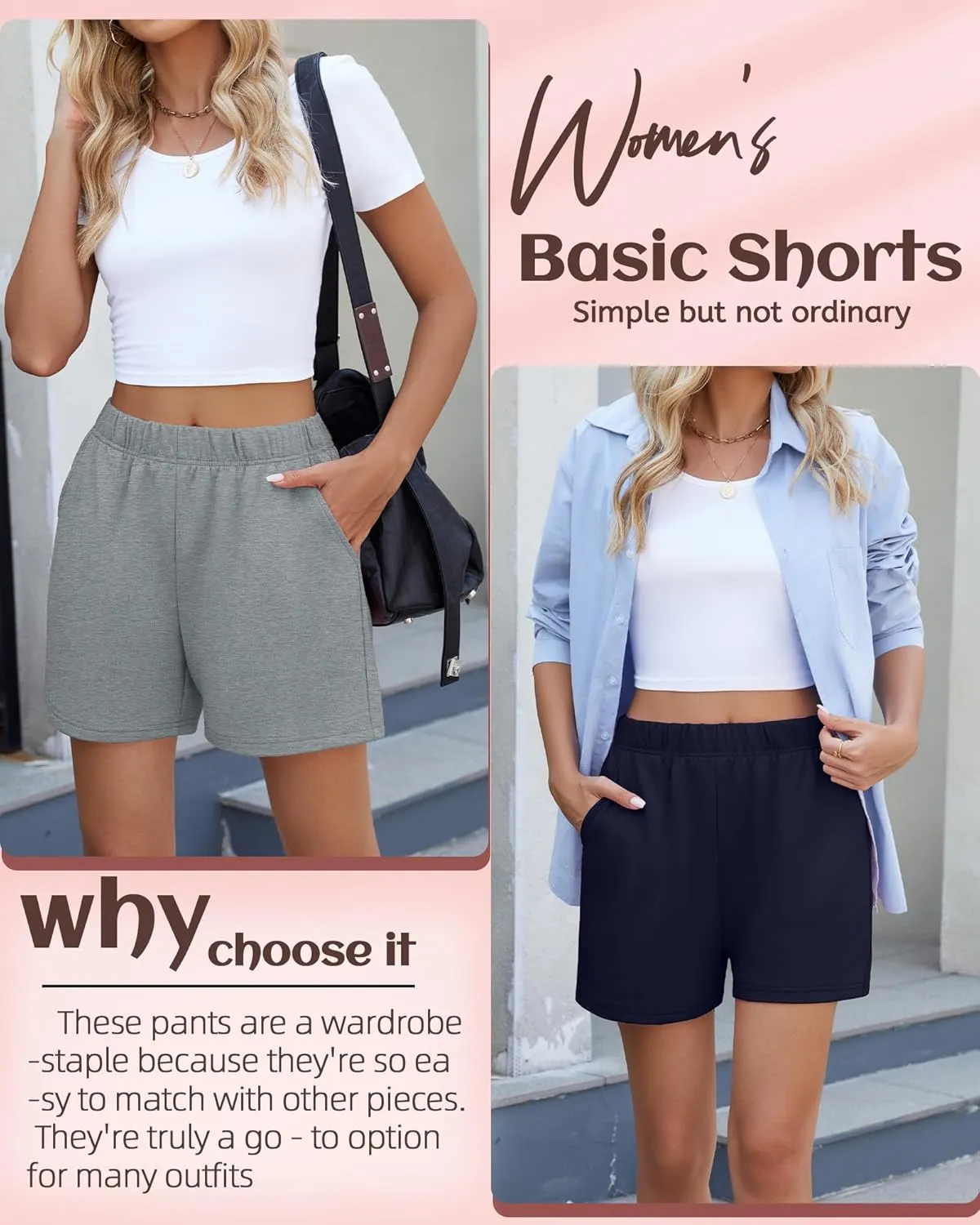 Ficerd 3 Pack Women's Sweat Shorts High Waisted Casual Summer Workout Comfy Lounge Short with Pockets Athletic Trendy Pants