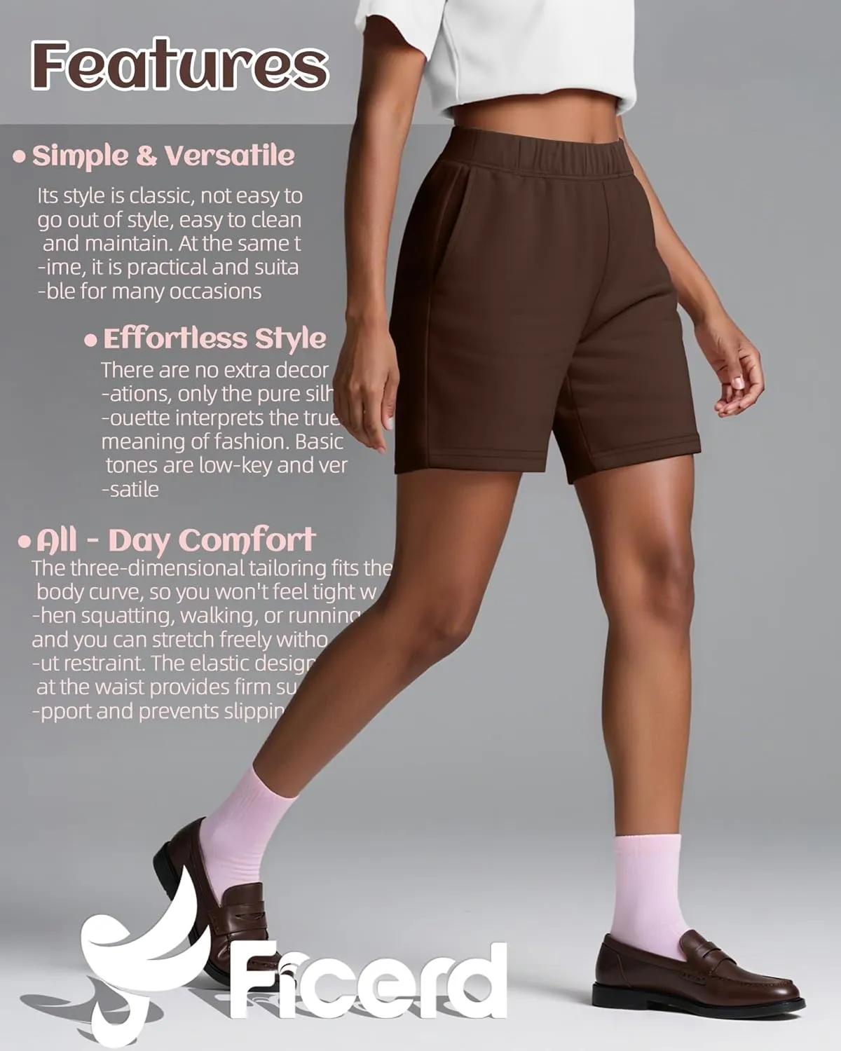 Ficerd 3 Pack Women's Sweat Shorts High Waisted Casual Summer Workout Comfy Lounge Short with Pockets Athletic Trendy Pants
