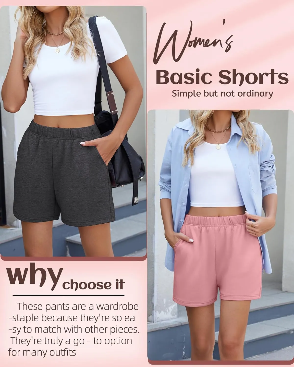 Ficerd 3 Pack Women's Sweat Shorts High Waisted Casual Summer Workout Comfy Lounge Short with Pockets Athletic Trendy Pants
