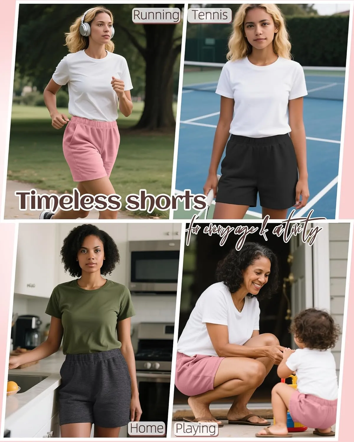 Ficerd 3 Pack Women's Sweat Shorts High Waisted Casual Summer Workout Comfy Lounge Short with Pockets Athletic Trendy Pants