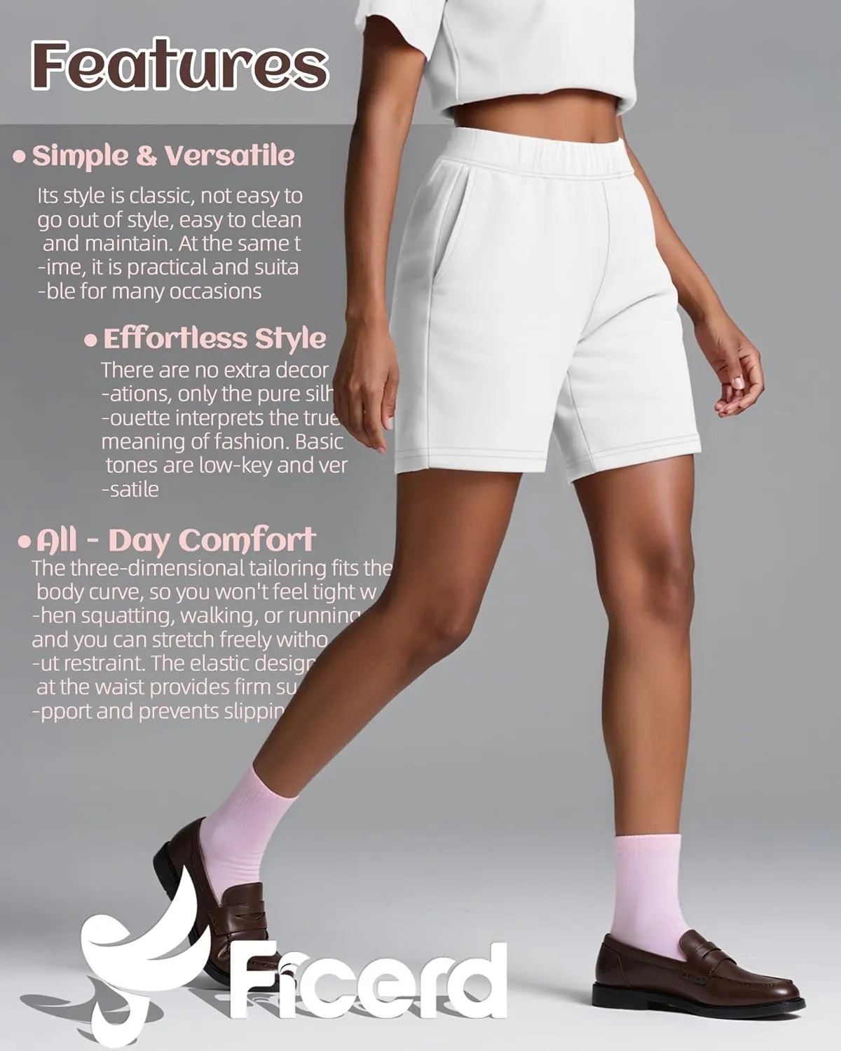 Ficerd 3 Pack Women's Sweat Shorts High Waisted Casual Summer Workout Comfy Lounge Short with Pockets Athletic Trendy Pants