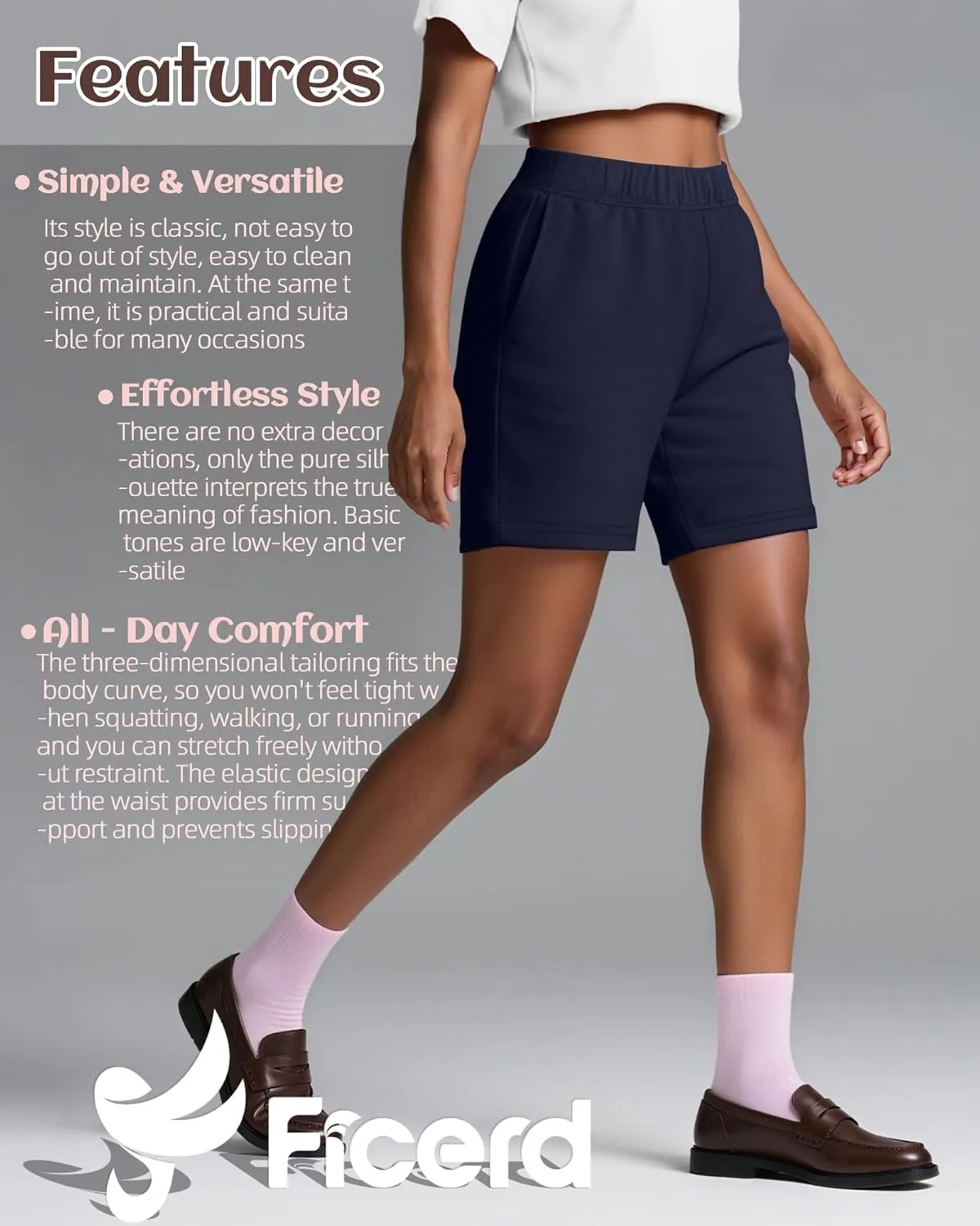 Ficerd 3 Pack Women's Sweat Shorts High Waisted Casual Summer Workout Comfy Lounge Short with Pockets Athletic Trendy Pants