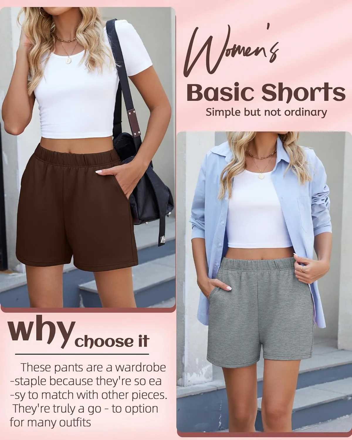 Ficerd 3 Pack Women's Sweat Shorts High Waisted Casual Summer Workout Comfy Lounge Short with Pockets Athletic Trendy Pants