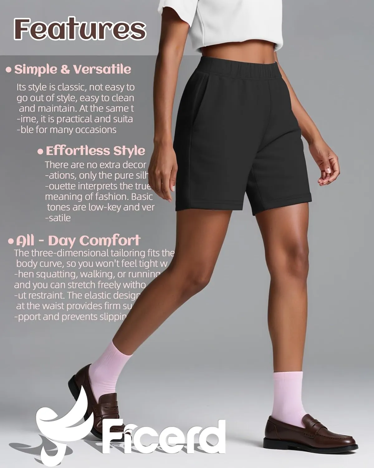 Ficerd 3 Pack Women's Sweat Shorts High Waisted Casual Summer Workout Comfy Lounge Short with Pockets Athletic Trendy Pants