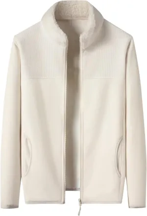 Finelylove Mens Fleece Jacket Soft Sherpa Lined Full Zip Cardigan Jackets Casual Soft Warm Fall Winter Coats Outwear