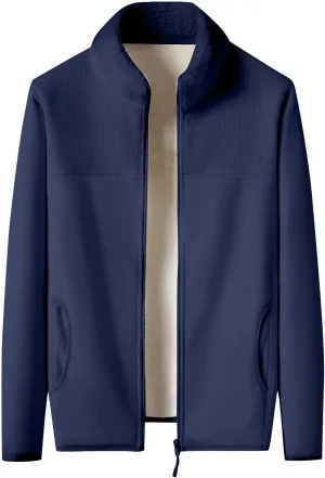 Finelylove Mens Fleece Jacket Soft Sherpa Lined Full Zip Cardigan Jackets Casual Soft Warm Fall Winter Coats Outwear