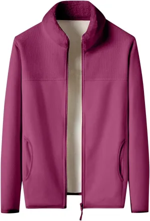 Finelylove Mens Fleece Jacket Soft Sherpa Lined Full Zip Cardigan Jackets Casual Soft Warm Fall Winter Coats Outwear