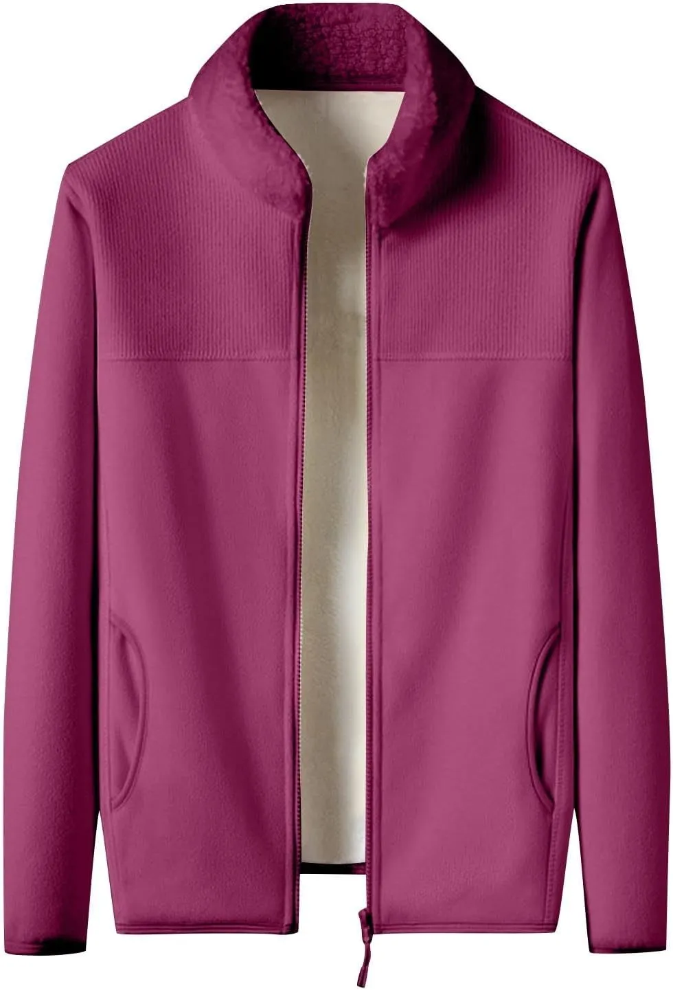 Finelylove Mens Fleece Jacket Soft Sherpa Lined Full Zip Cardigan Jackets Casual Soft Warm Fall Winter Coats Outwear