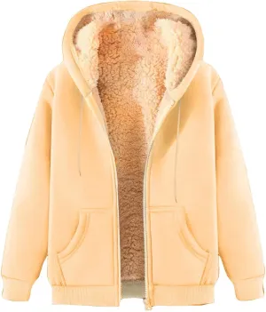 Finelylove Mens Fleece Lined Jackets Winter Coat Casual Zip Up Hoodies Fall Winter Sherpa Cardigan Sweater Sweatshirt