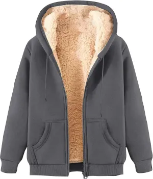 Finelylove Mens Fleece Lined Jackets Winter Coat Casual Zip Up Hoodies Fall Winter Sherpa Cardigan Sweater Sweatshirt