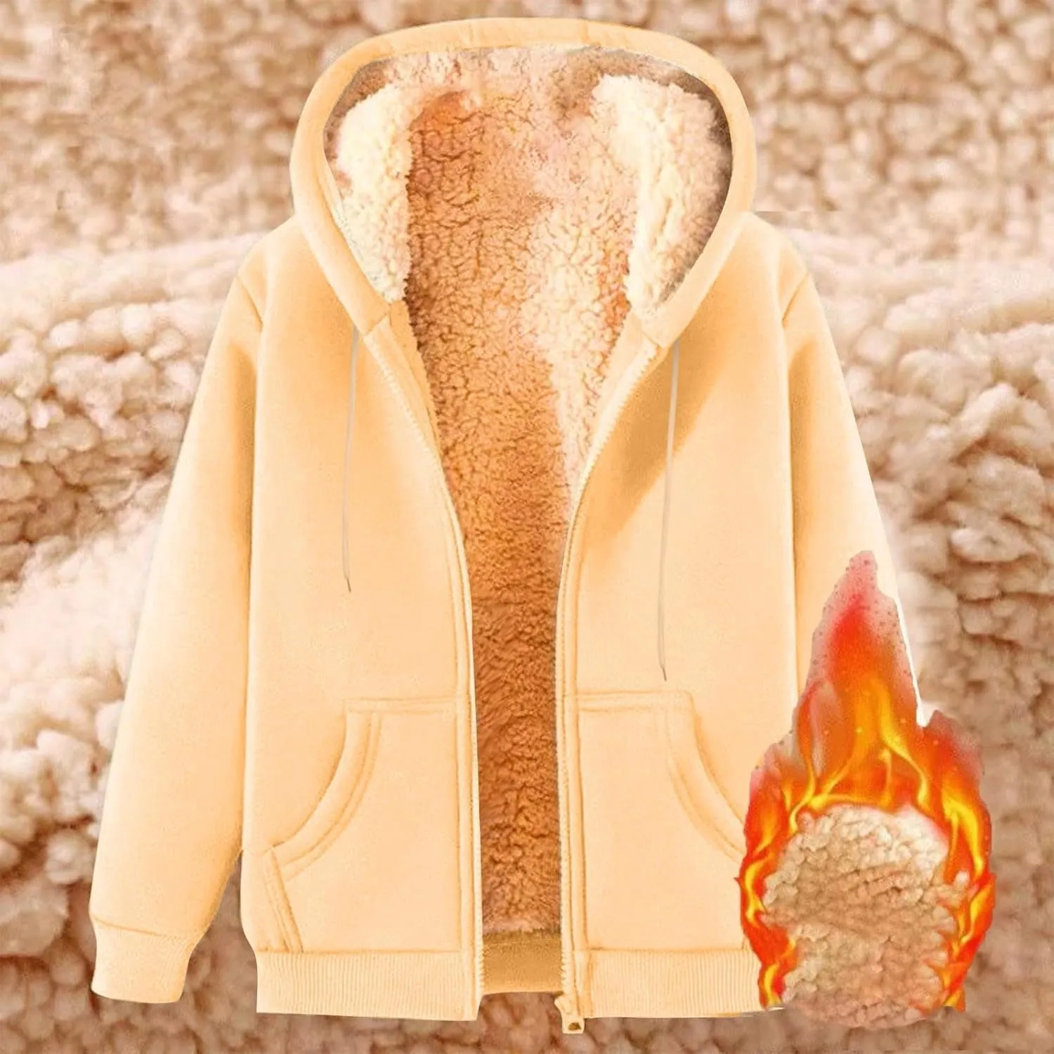 Finelylove Mens Fleece Lined Jackets Winter Coat Casual Zip Up Hoodies Fall Winter Sherpa Cardigan Sweater Sweatshirt