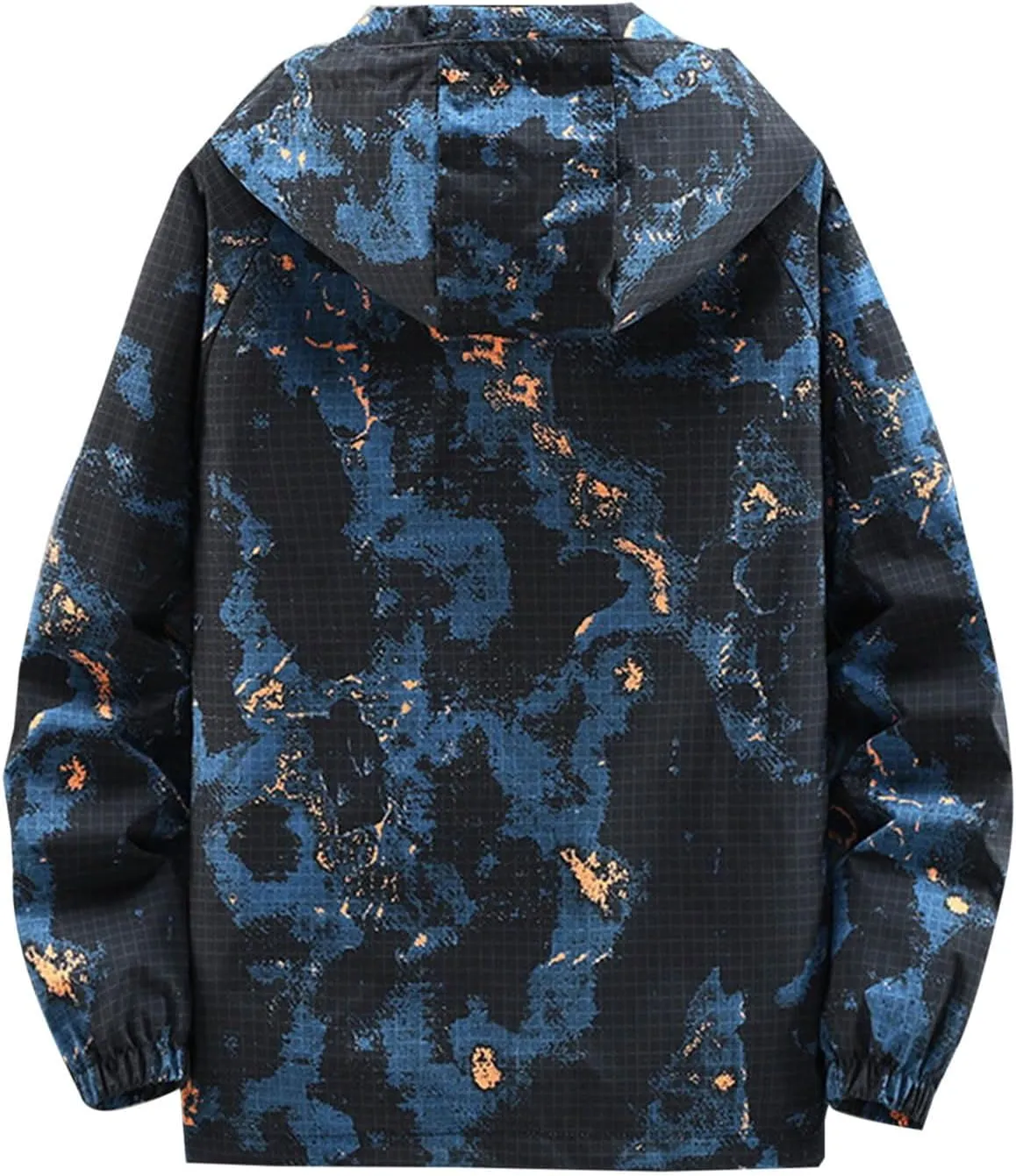 Finelylove Mens Lightweight Camo Jacket Zip Up Spring Fall Casual Hooded Jackets Water Resistant Windbreaker Outwear