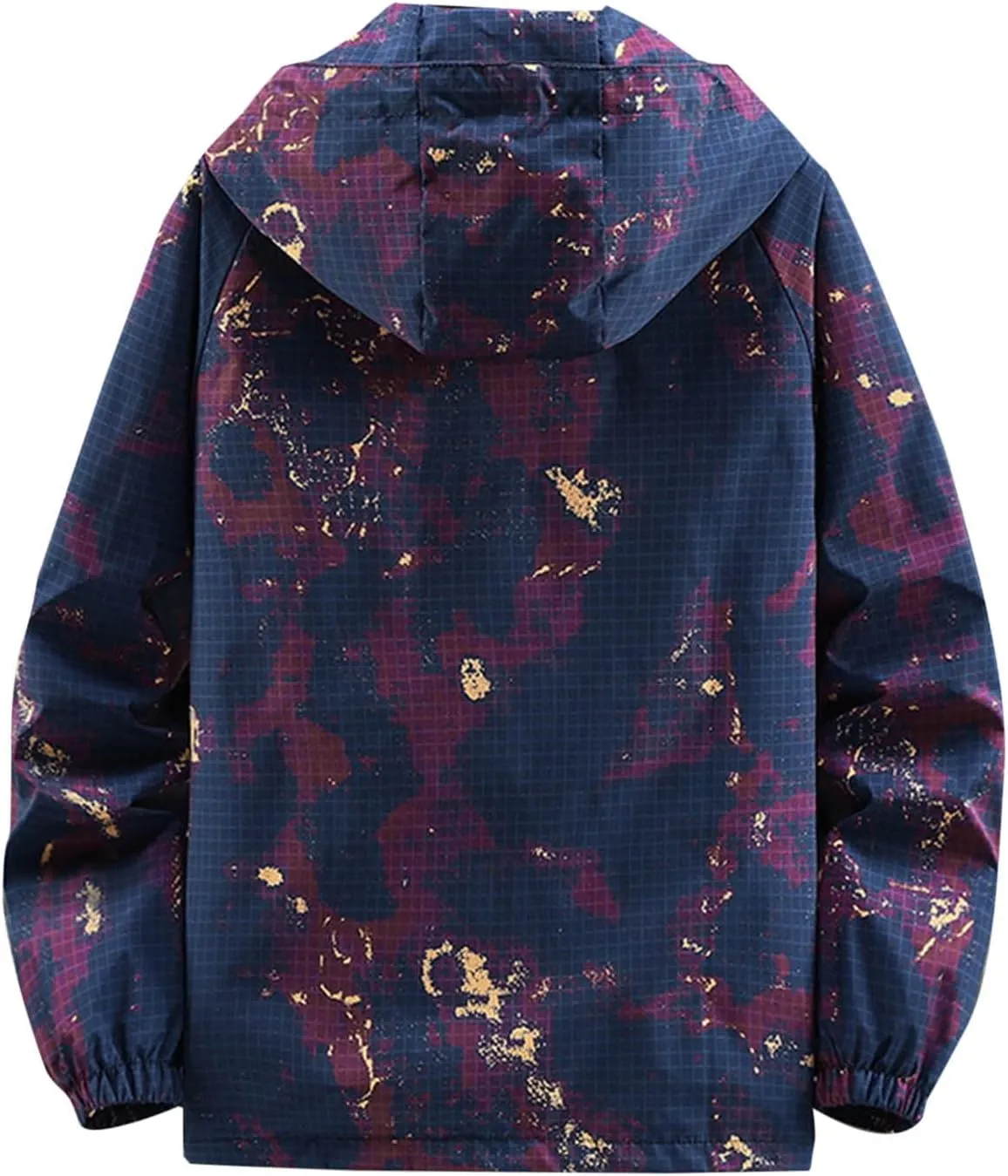 Finelylove Mens Lightweight Camo Jacket Zip Up Spring Fall Casual Hooded Jackets Water Resistant Windbreaker Outwear