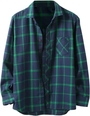 Flannel Shirt for Men,Mens Flannel Plaid Shirts Long Sleeve Flannel Shirt Fashion Casual Cotton Button Down Shirts